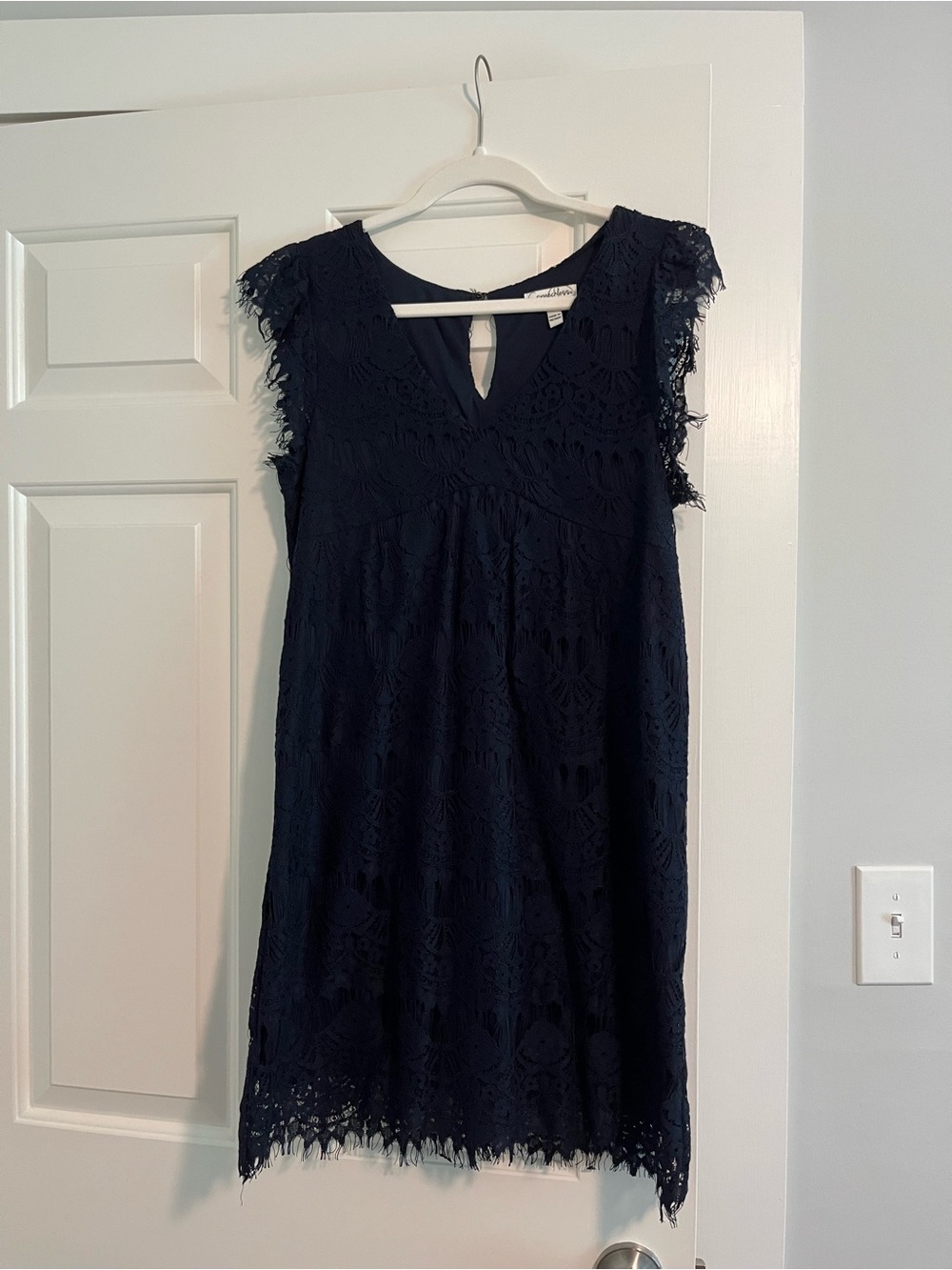NWOT Navy Lace Cap-Sleeve V-neck Mini Dress | Size M